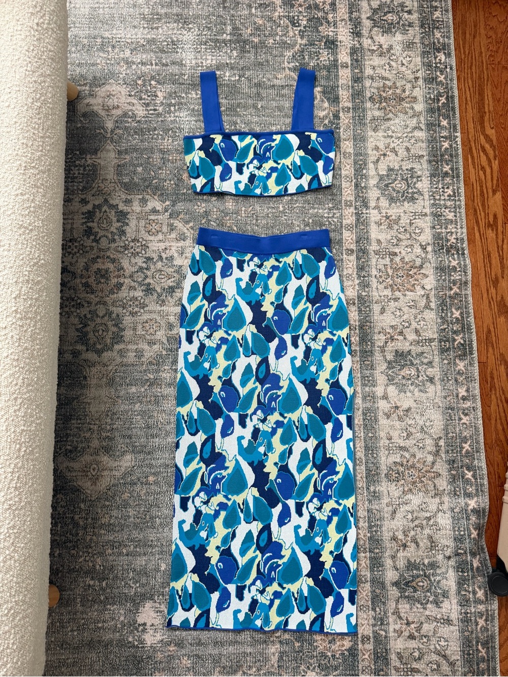 STAUD Blue Abstract Print Two-Piece Set
